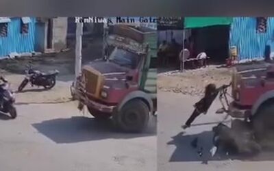 ببینید: نجات شگفت‌انگیز دختر موتورسوار بعد از تصادف با کامیون